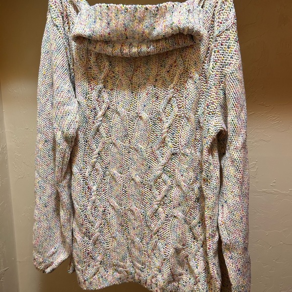 New York&Co Soho Multicolor/rainbow Cable Knit cowl/turtle neck Women's Sweater - Picture 2 of 5
